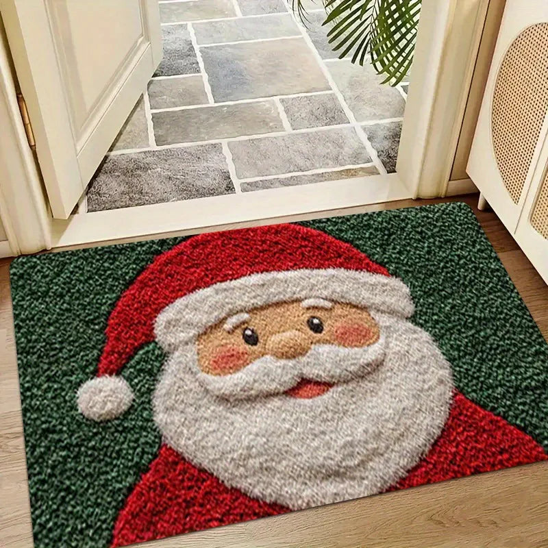Festive Red Santa Claus Door Mat - Merry Christmas Gingerbread Man Carpet for Indoor & Outdoor Holiday Decor 2026