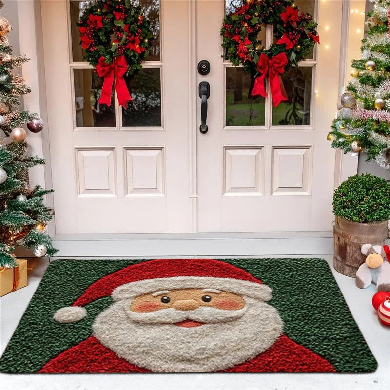 Festive Red Santa Claus Door Mat - Merry Christmas Gingerbread Man Carpet for Indoor & Outdoor Holiday Decor 2026