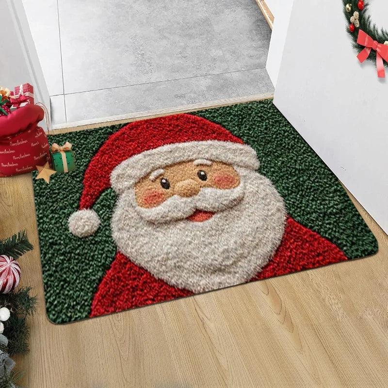 Festive Red Santa Claus Door Mat - Merry Christmas Gingerbread Man Carpet for Indoor & Outdoor Holiday Decor 2026