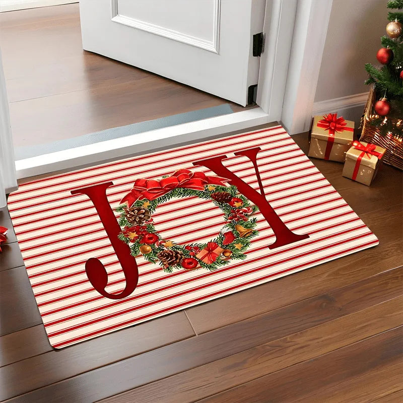 Festive Red Santa Claus Door Mat - Merry Christmas Gingerbread Man Carpet for Indoor & Outdoor Holiday Decor 2026