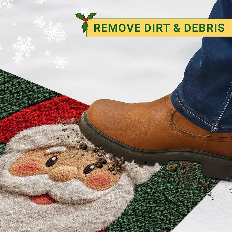 Festive Red Santa Claus Door Mat - Merry Christmas Gingerbread Man Carpet for Indoor & Outdoor Holiday Decor 2026