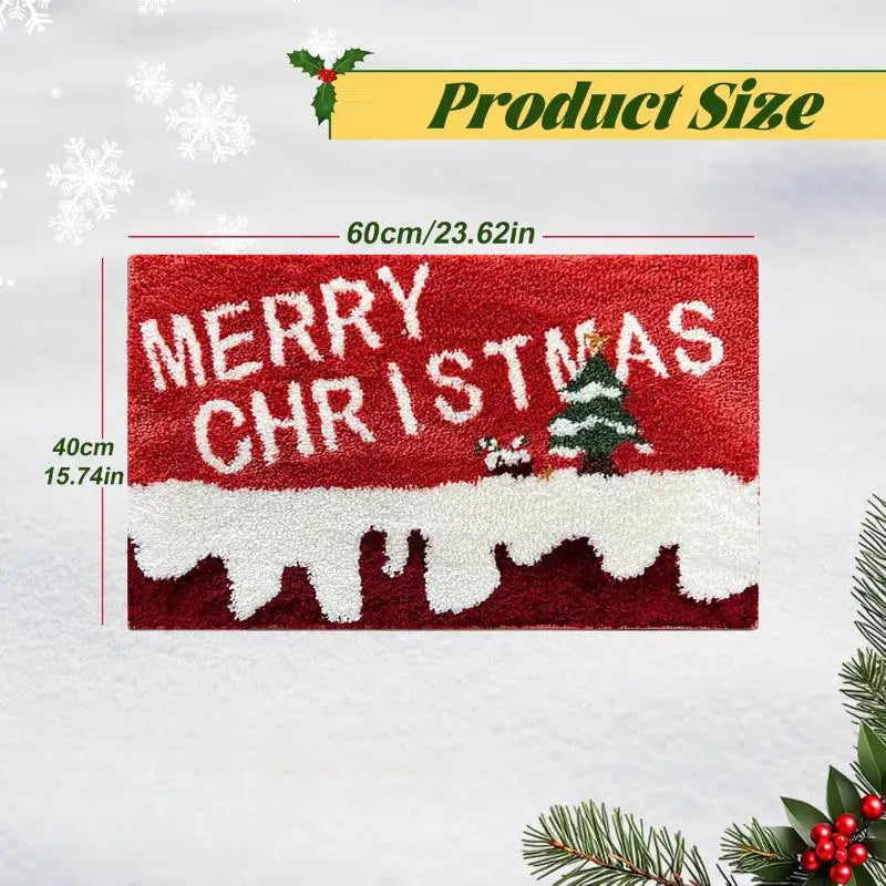 Festive Red Santa Claus Door Mat - Merry Christmas Gingerbread Man Carpet for Indoor & Outdoor Holiday Decor 2026